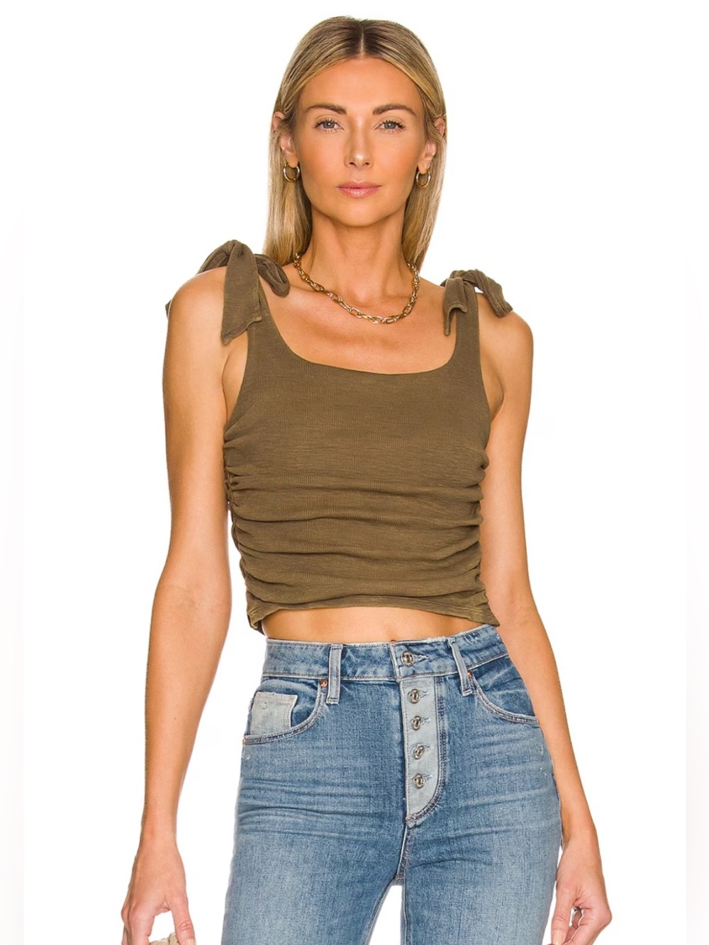 Free people olive green Boulevard tank Small